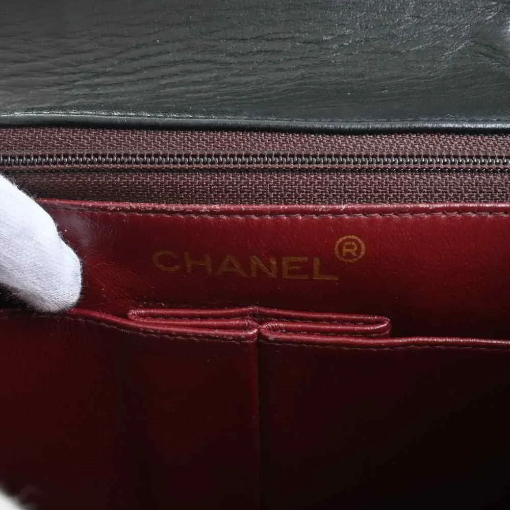 Chanel Lambskin Matelasse Here Mark Chain Shoulder Bag Black